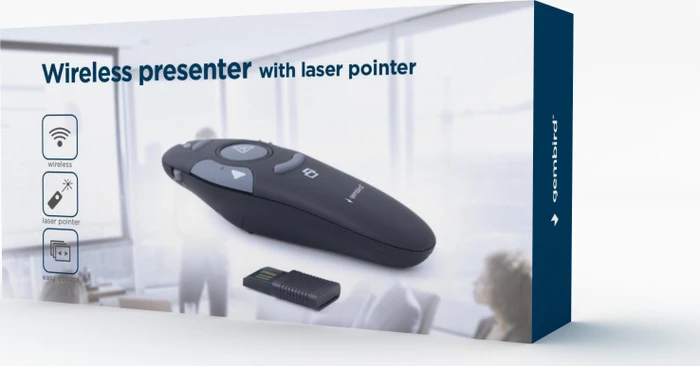 Gembird Wireless presenter with laser pointer, schwarz/grau, USB-A