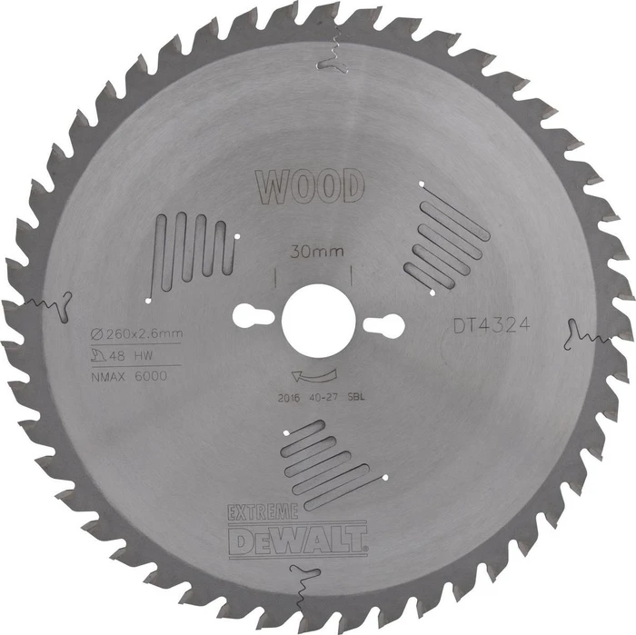 DeWalt DT4324 Extreme Kreissägeblatt 48Z, 260x1.8x30mm, 1 Stück