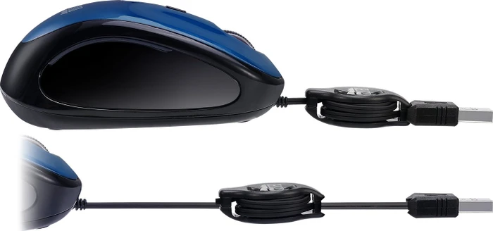 Adesso iMouse S8L Illuminated Retractable Mini Mouse blau, USB
