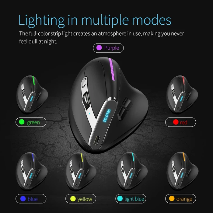 Zelotes F-36 Vertical Dual-Mode Wireless Mouse, schwarz, USB/Bluetooth