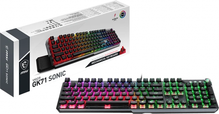 MSI Vigor GK71 Sonic, LEDs RGB, Gunmetal, MSI Sonic RED, USB, US