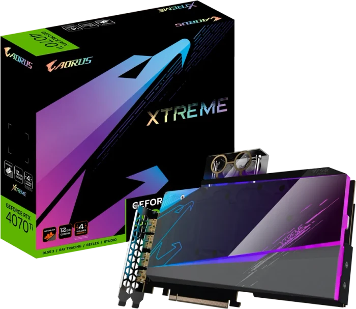 GIGABYTE AORUS GeForce RTX 4070 Ti Xtreme Waterforce WB 12G, 12GB GDDR6X, HDMI, 3x DP