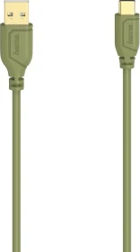 Hama USB-C-Kabel, Flexi-Slim, USB 2.0, 480Mb/s, USB-C 2.0 [Stecker] auf USB-A 2.0 [Stecker], Turtle Green, 0.75m
