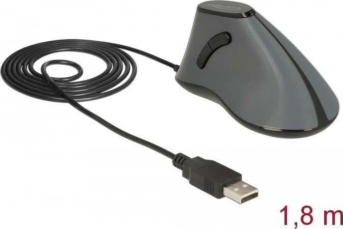 DeLOCK Ergonomische vertikal optische 5-Tasten Maus, USB