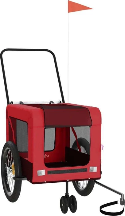vidaXL Hunde 135x68.5cm Fahrradanhänger rot/schwarz