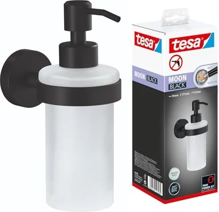 tesa Moon Black Wandseifenspender inkl. Klebelösung Glas/schwarz matt