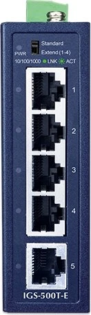 Planet IGS-500T-E Industrial Railmount Gigabit Switch, 5x RJ-45