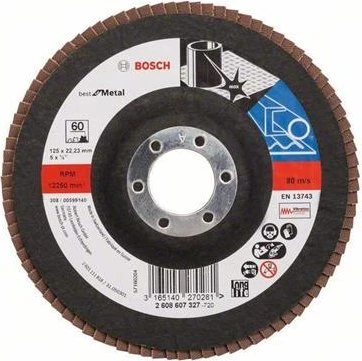 Bosch Professional X571 Best for Metal Fächerschleifscheibe gerade K60, 125x22.23mm, 1 Stück