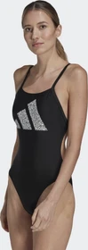 adidas 3 Bar Logo Print Badeanzug schwarz/weiß (Damen)