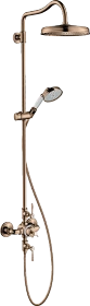 Hansgrohe Axor Montreux Showerpipe mit Thermostat und Kopfbrause 240 1jet polished red gold