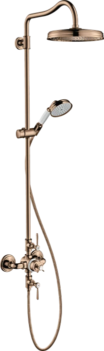Hansgrohe Axor Montreux Showerpipe mit Thermostat und Kopfbrause 240 1jet polished red gold