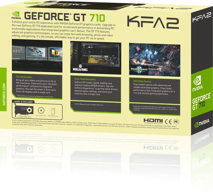 KFA2 GeForce GT 710 Passive, 2GB DDR3, VGA, DVI, HDMI