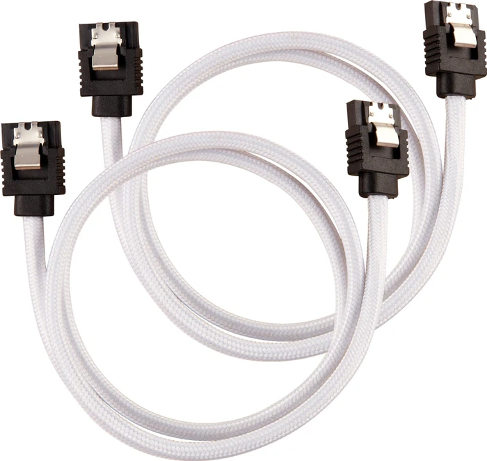 Corsair Premium Sleeved SATA 6Gb/s Kabel weiß 0.6m