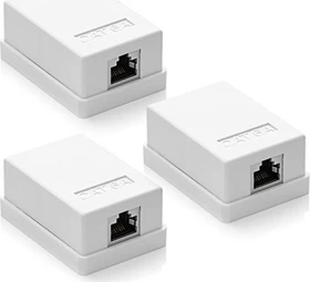 deleyCON Cat6a Anschlussdose Aufputz weiß, 1x RJ-45, 3er-Pack
