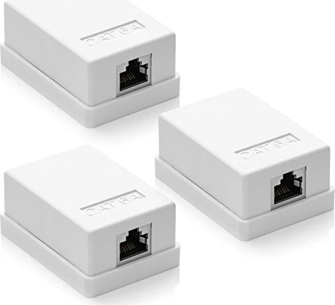 deleyCON Cat6a Anschlussdose Aufputz weiß, 1x RJ-45, 3er-Pack