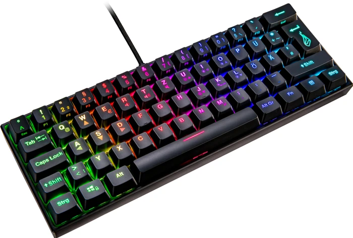 Verbatim SureFire KingPin M1 60% Gaming Keyboard, LEDs RGB, RED Switches, schwarz, USB, DE