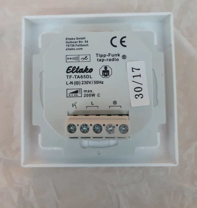 Eltako TF-TA65DL Tipp-Funk Funk-Taster-Aktor Dimmschalter 65, ohne N-Anschluss, Dimmaktor