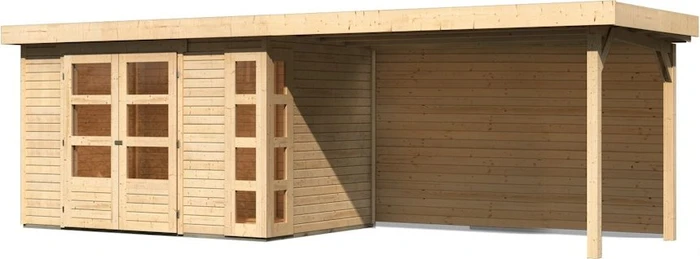 Karibu Kerko 4 Gartenhaus inkl. Anbau + Rückwand 2.8m natur