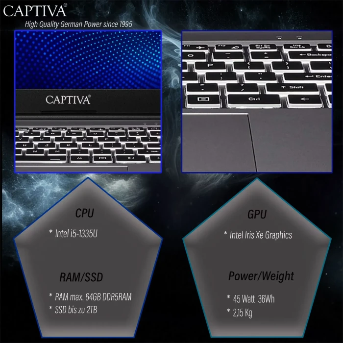 Captiva Business/Office I10-0878GE, Core i5-1335U, 32GB RAM, 1TB SSD, DE