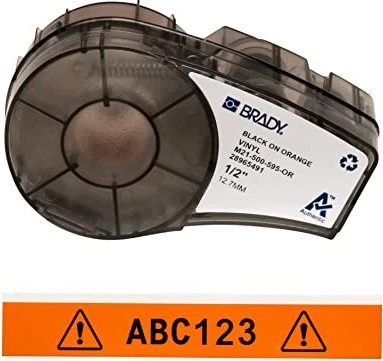 Brady All Weather Vinyl Beschriftungsband, 12.7mm, schwarz/orange