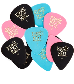 Ernie Ball Thin Assorted Color Cellulose Picks, .46mm, 12-Pack