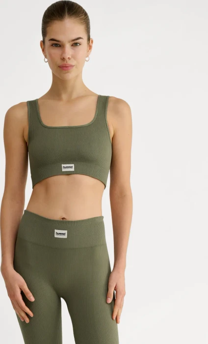 hummel Pulse Rib Sport-BH dusty olive (Damen)