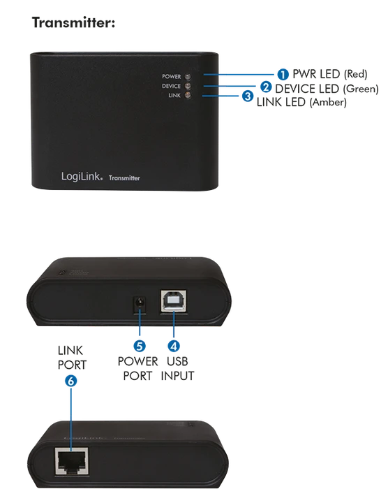 LogiLink USB-Extender via RJ-45, USB 2.0, aktiv, bis 50m