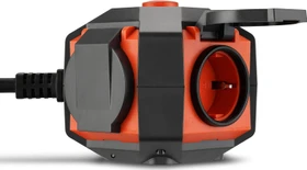REV Ritter PowerGlobe Steckdosenwürfel mit Schalter, 4-fach, IP44, 1.4m, orange/grau