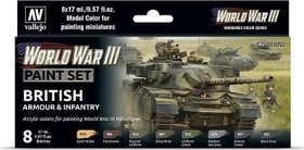 Vallejo Model Color World War III Wargames Color Series British Armour & Infantry Farbset, 8-tlg.