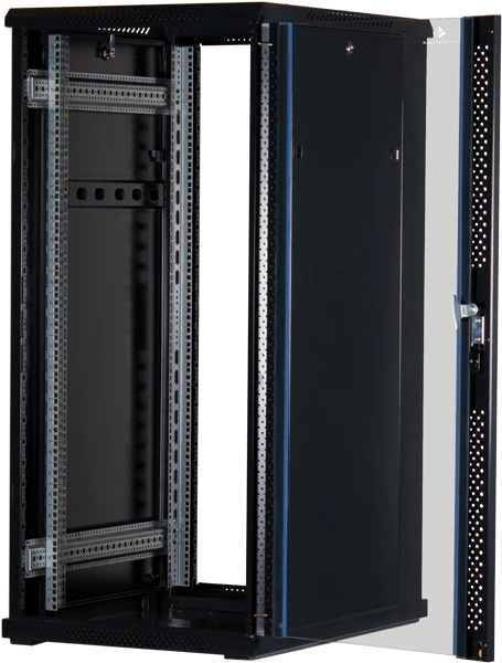 Rockstable 19" Serverschrank 27HE, Sicherheitsglastür, IP2X, schwarz, 800mm tief