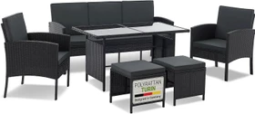 Juskys Turin Polyrattan Sitzgruppe schwarz