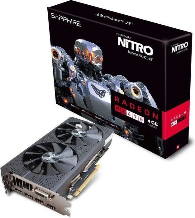Sapphire Nitro Radeon RX 470 4G D5 OC, 4GB GDDR5, DVI, 2x HDMI, 2x DP, lite retail