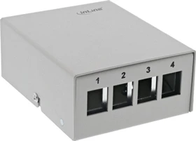 InLine RJ-45 Patchfeld-Dose Aufputz, 4x Keystone RJ-45, grau