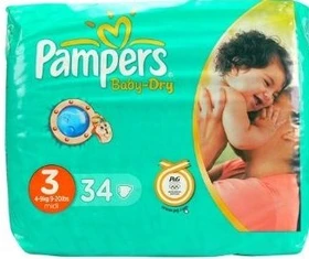 Pampers Baby-Dry Gr.3 Einwegwindel, 4-9kg, 34 Stück