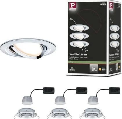 Paulmann LED Nova rund 6W Einbauleuchte chrom, 3 Stück