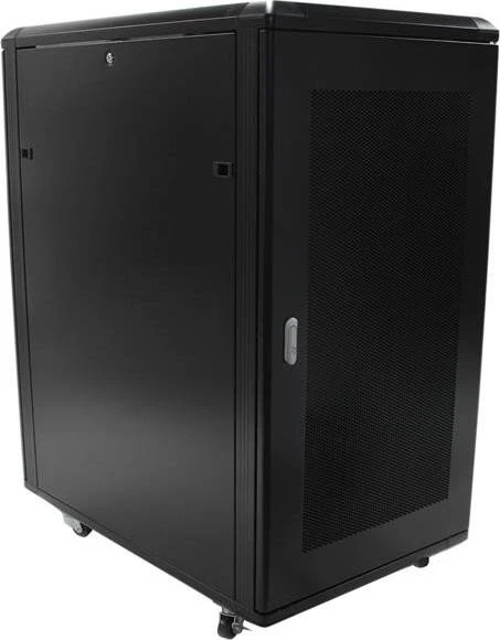 StarTech RK2236BKF Serverschrank 22HE, mit Rollen, Sicherheitsglastür, schwarz, 1000mm tief