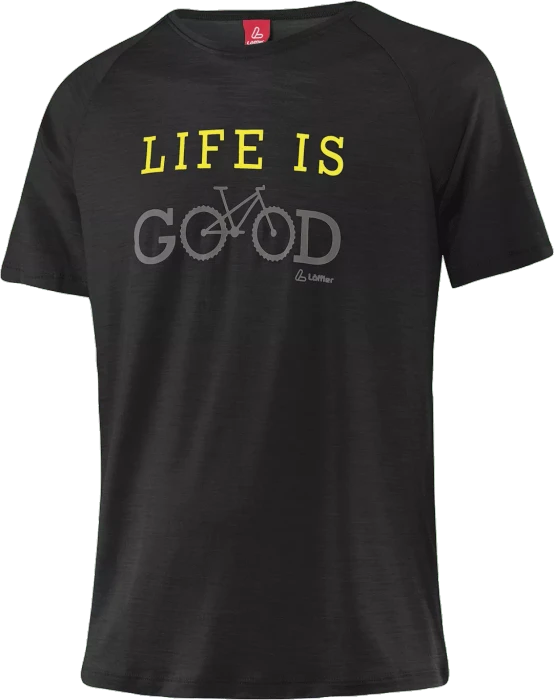 Löffler Printshirt LIG Merino Tencel CF Funktionsshirt kurzarm schwarz (Herren)
