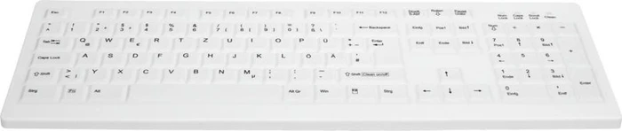 Contour Design Active Key Desinfizierbare Tastatur mit Cursor-Tasten, weiß, USB, DE