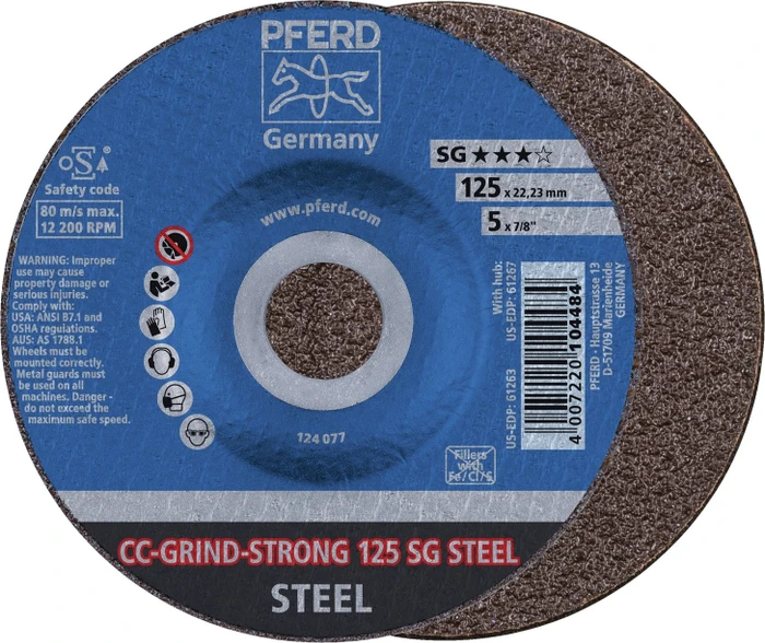 Pferd CC-GRIND-STRONG 125 SG STEEL CC-GRIND Schleifscheibe, 125x22.23mm, 10 Stück