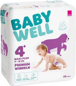Babywell Premium Gr.4+ Einwegwindel, 9-20kg, 38 Stück