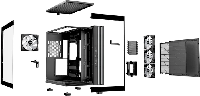 be quiet! Light Base 600 LX Black, schwarz, Glasfenster