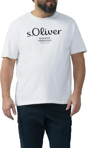 s.Oliver Logo-Print Big T-Shirt kurzarm weiß (Herren)