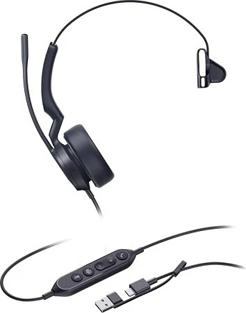 Yealink UH44 Mono Headset On-Ear kabelgebunden USB-A USB-C Zertifiziert für Microsoft Teams (1308188) Image