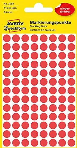 Avery-Zweckform Markierungspunkte ablösbar 8mm rot