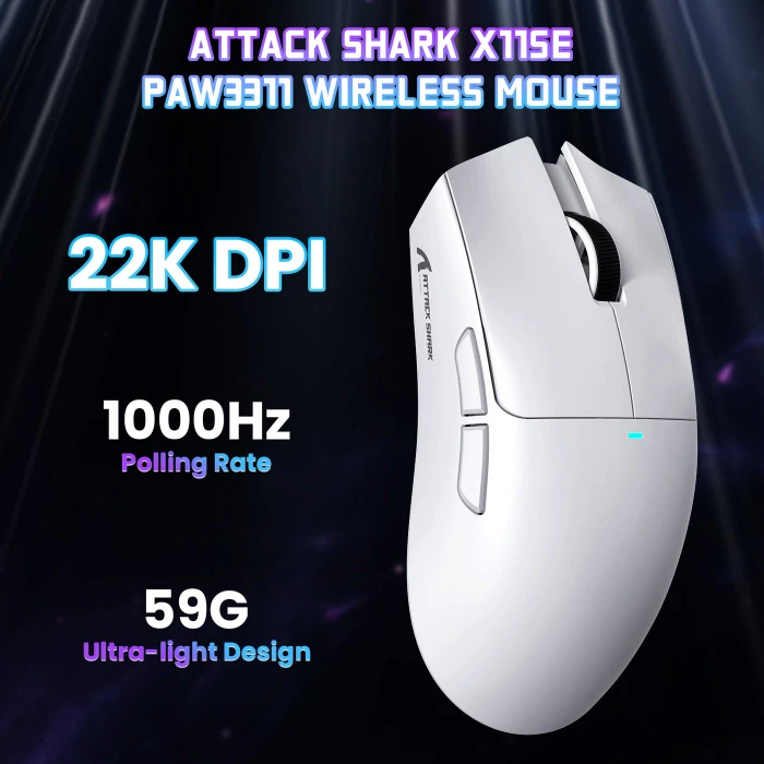 Attack Shark X11SE Wireless Gaming Mouse weiß, USB/Bluetooth