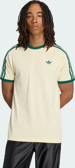 adidas 3-Streifen T-Shirt kurzarm warm vanilla/collegiate green (Herren)