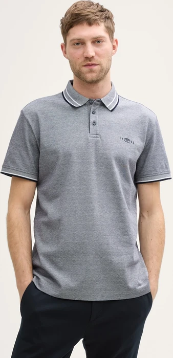 Tom Tailor Piqué mit Stretch Poloshirt kurzarm navy white two tone pique (Herren)