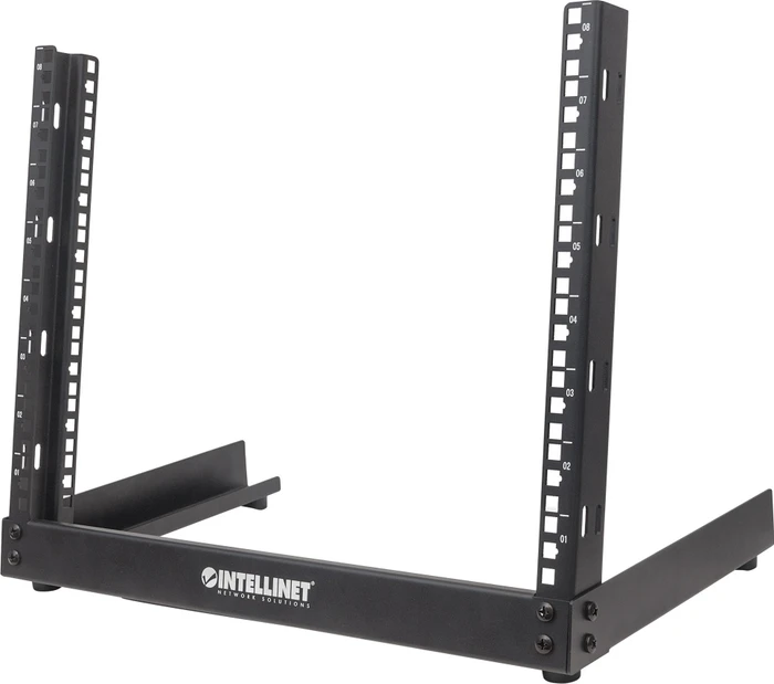 Intellinet 19" 2-Pfosten Laborgestell, Open Frame Rack 8HE, Flatpack, RAL 9005, 294mm tief