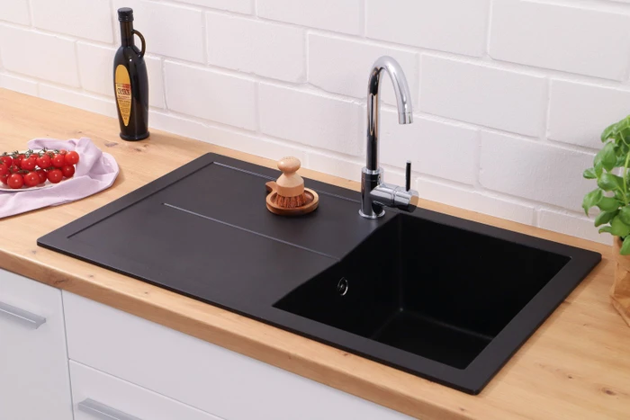 Respekta Cleveland 860x500mm Einbau Becken reversibel schwarz