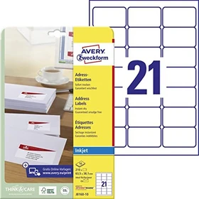 Avery-Zweckform Adressetiketten, 63.5x38.1mm, weiß, 10 Blatt (210 Etiketten)